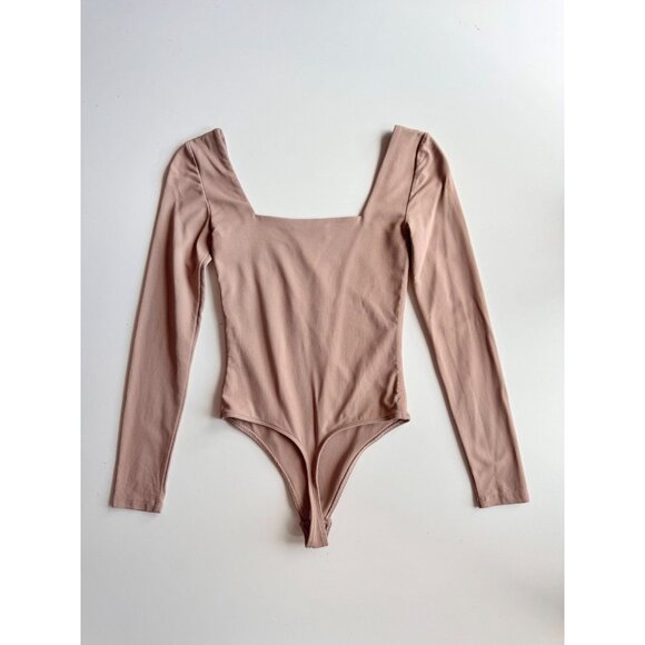 Aritzia BABATON Contour Nude Jersey Square Neck Long Sleeve Bodysuit, Size XS - Picture 4 of 15